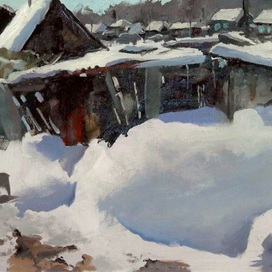 Зимнее солнце в деревне 