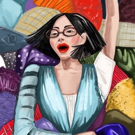 Девушка утопает в вещах