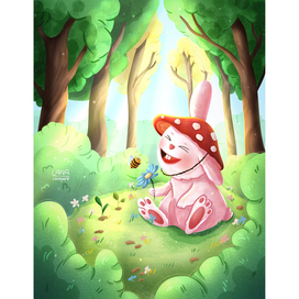 Зайчик на лужайке