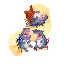 А рядом бегемотики Схватились за животики: У них, у бегемотиков, Животики болят. Корней Чуковский