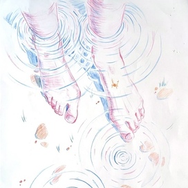 Иллюстрация к хокку Басё "Чистый родник..."