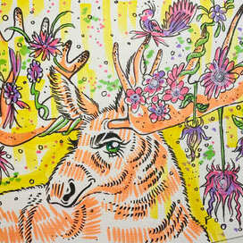 moose in flowers