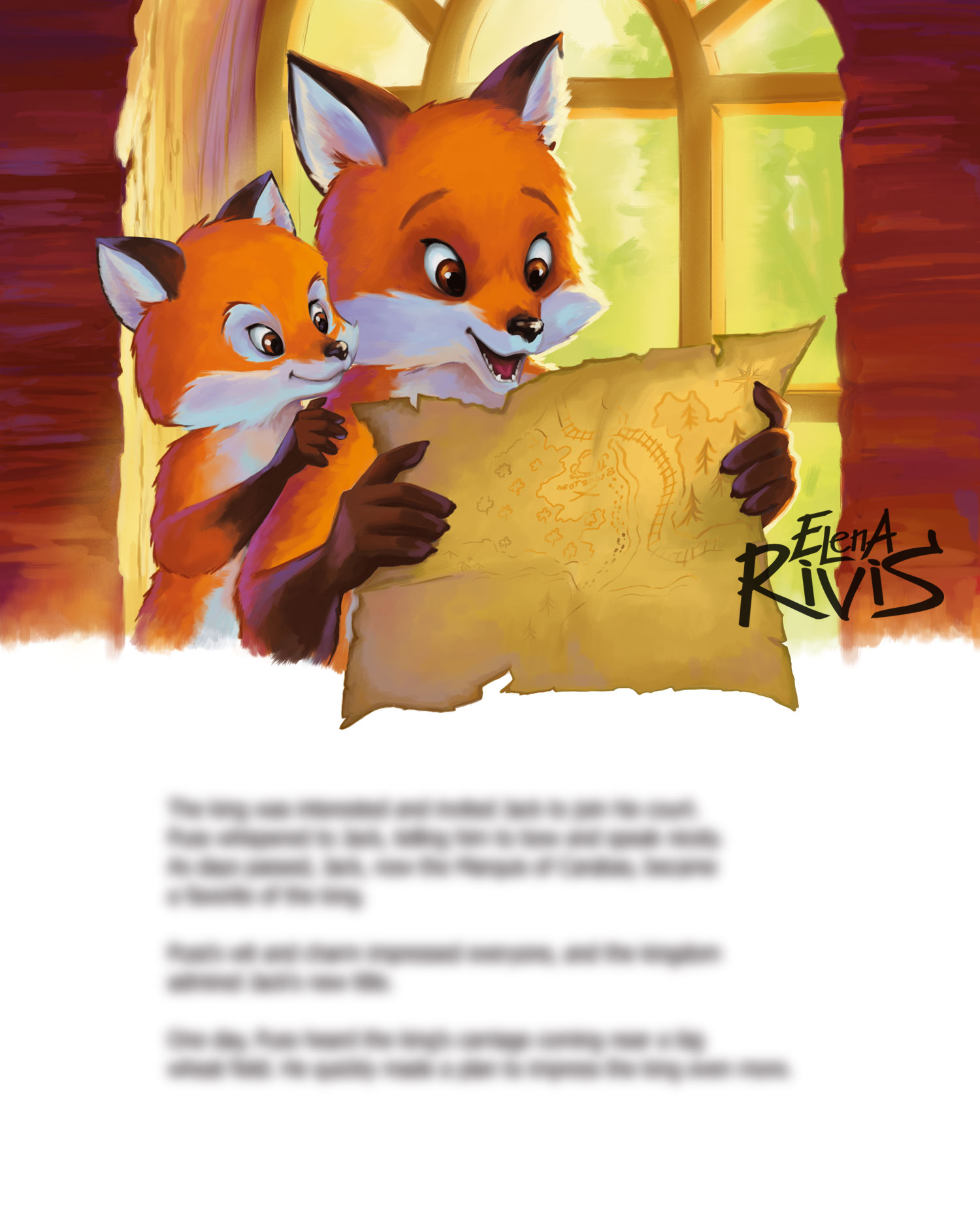 Полуполосная иллюстрация к книге "The Adventures of Rex & Alexavier Fox"