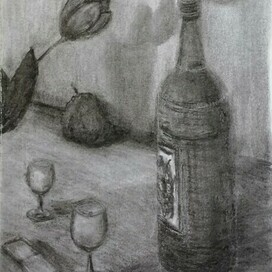Натюрморт с бутылкой вина. 