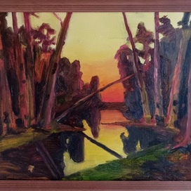 Закат в лесу