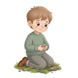 Маленький мальчик исследует мир