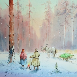 Привал в сосновом бору .