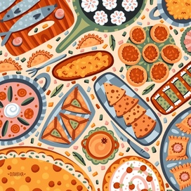 Праздничный стол | Food illustration