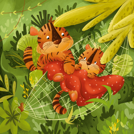 Книжная иллюстрация | Мама и малыш | тигры
