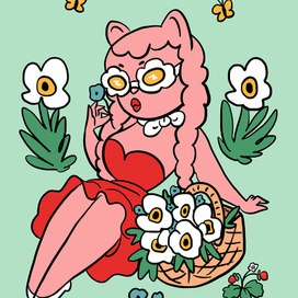 Кошечка с корзинкой