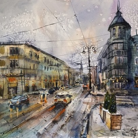 Самара. Ул. Куйбышева акварель