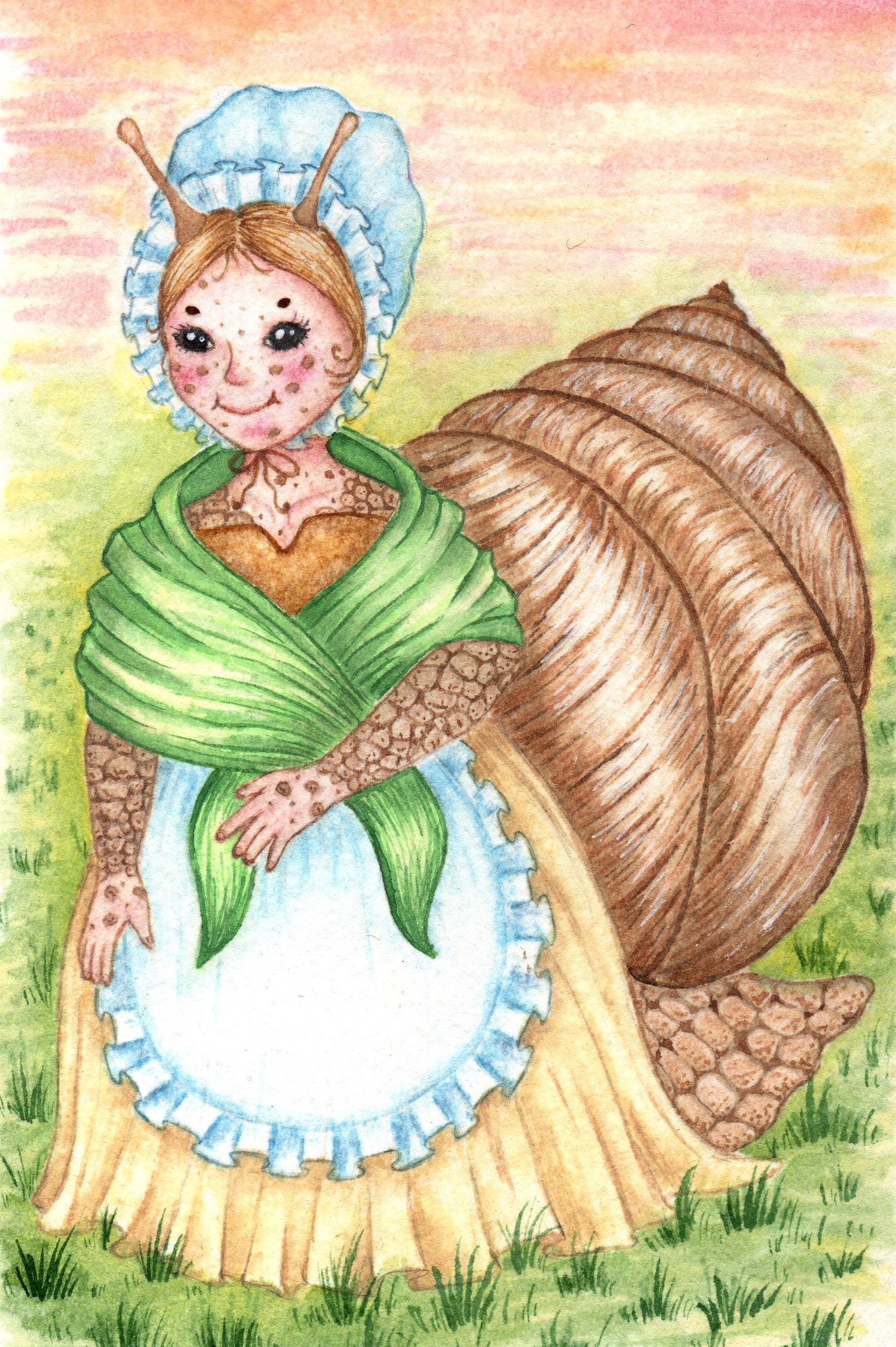 Snail Girl at Sunset