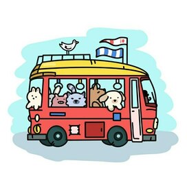 Автобус с животными - иллюстрация для игры 