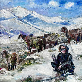 Горы, овцы и Аня в Кыргызстане