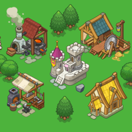 Изометрические объекты для игры Cow Bay