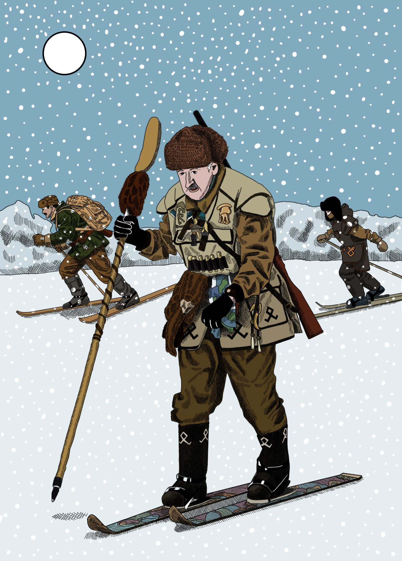 Traditional Komi Ski Hunter