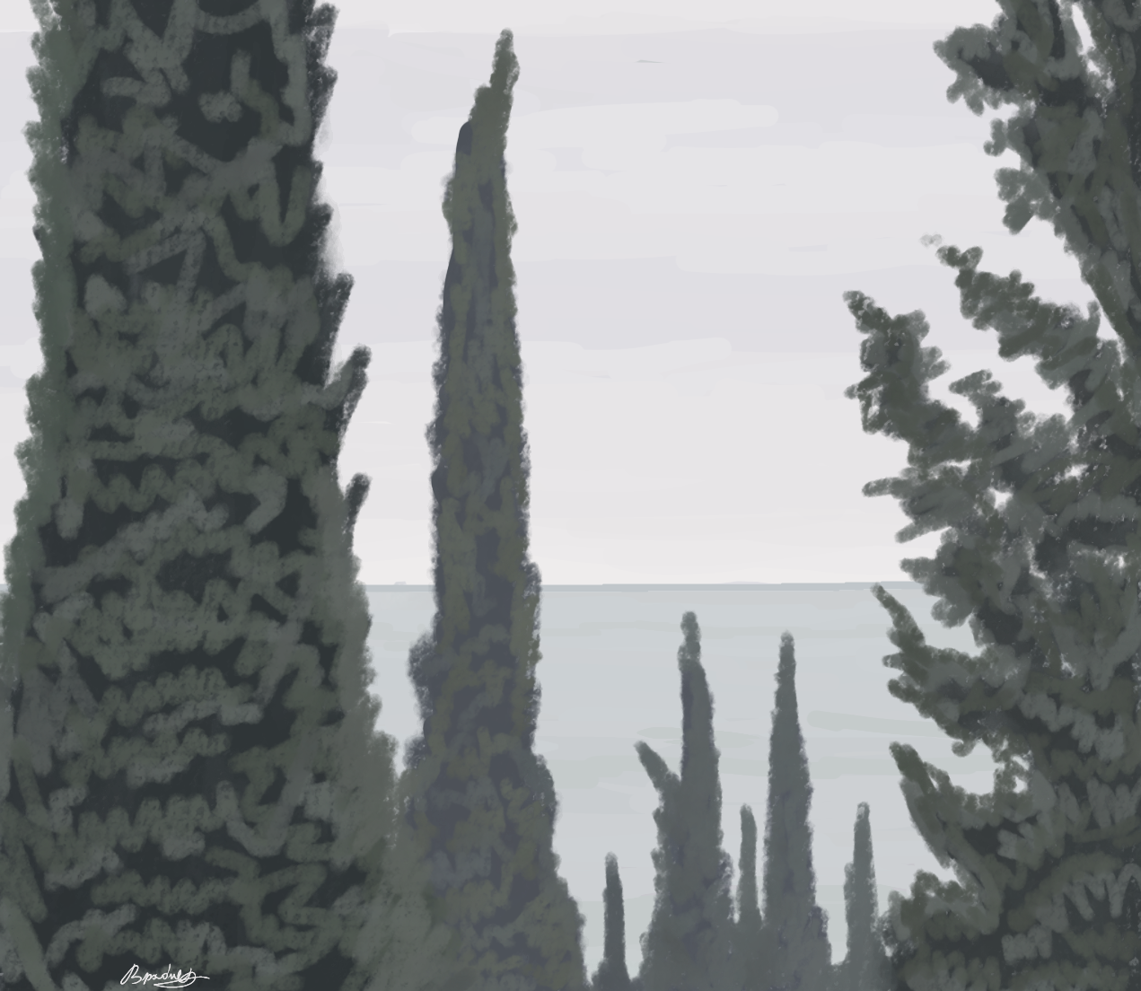 Крымские кипарисы в октябре