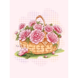 Корзина с пионами