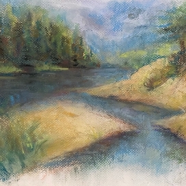 Овраг и речка, формат 32*25 см