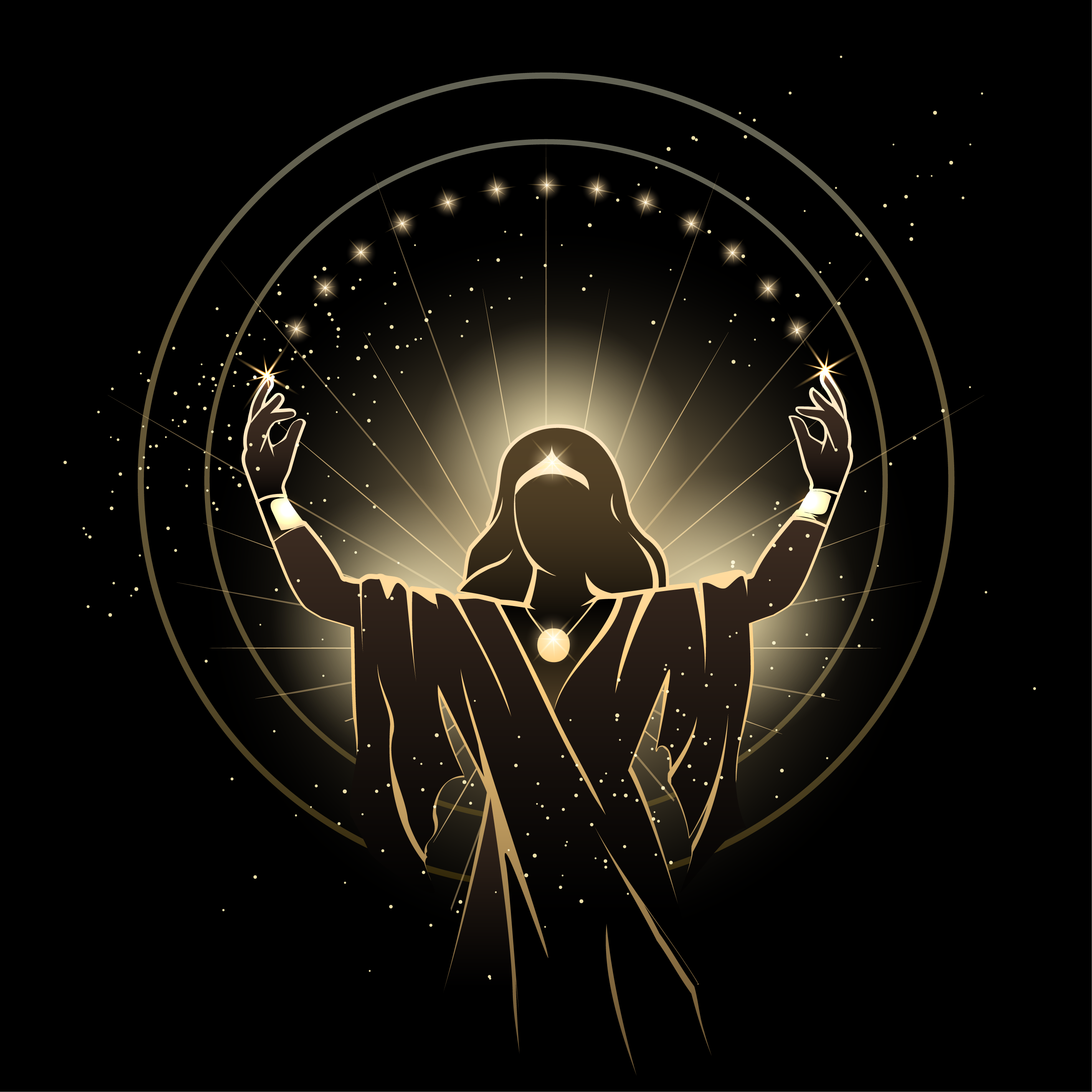 Priestess Fortune Teller Makes Magic Ritual at Midnight