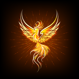 Flaming Shining Phoenix Bird Rebirth Concept Emblem