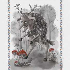Чб иллюстрация Леший