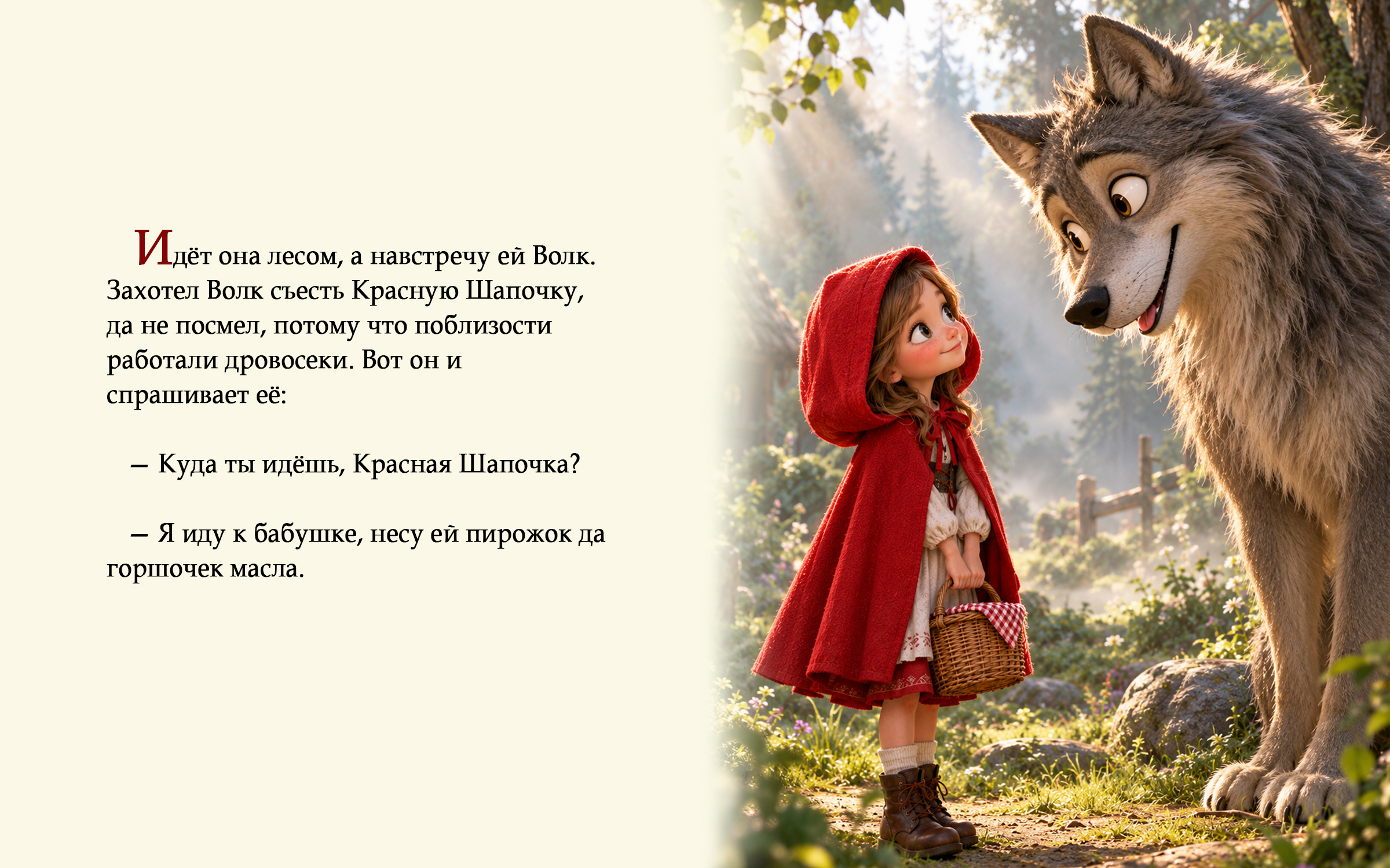 Разворот книги "Красная Шапочка"