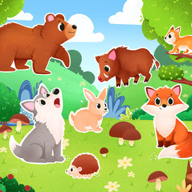 Магнитная детская игра. Лесные животные. Развивающая игра