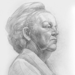 Карандашный портрет пожилой дамы