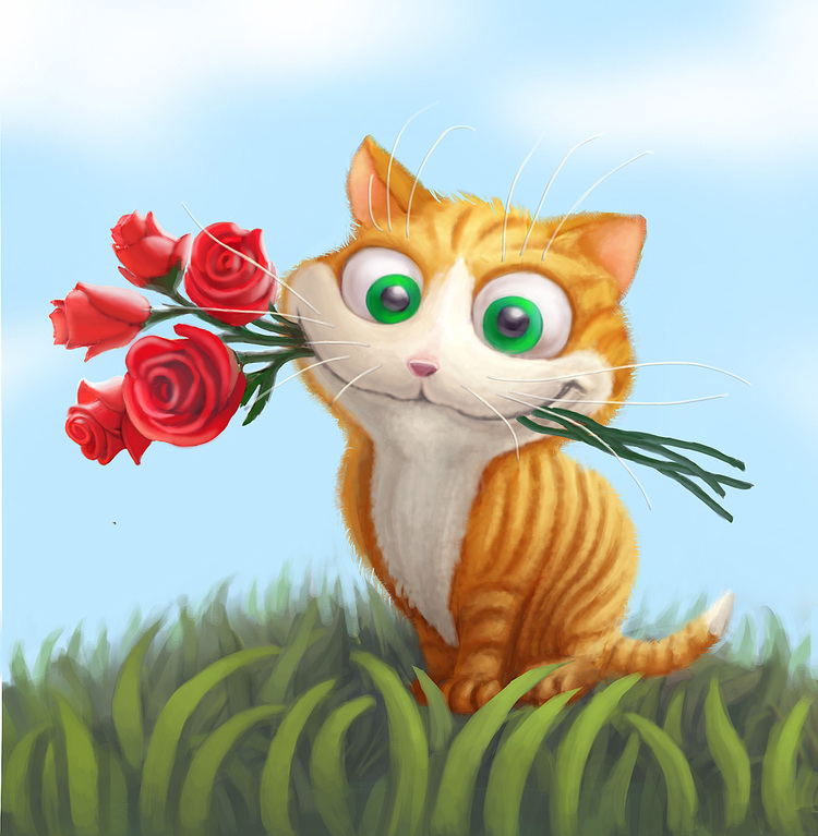 Bildergebnis für кот с цветами 8 марта