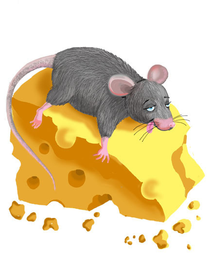 Картинка мышка ест сыр