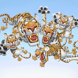 Счастливое тигриное семейство