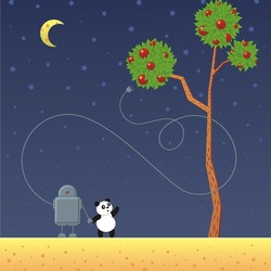 "панда и робот" вектор, CorelDraw