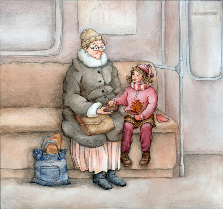 Внучка пришла дедушке. Трогательные иллюстрации. Бабушка иллюстрация. Мальчик с бабушкой. Бабушка и внучка акварель.
