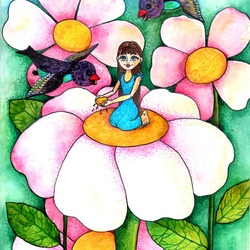 Дюймовочка. Иллюстрация к сказке Андерсена.