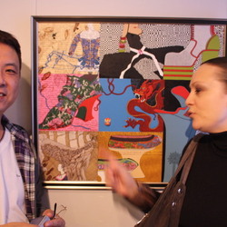 "Башмак в искусстве"в Фонде М.Шемякина.2012г.(около своей работы с китайским художником Хун Вэем.