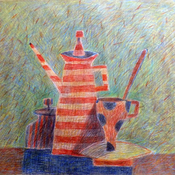 Натюрморт с полосатым чайником