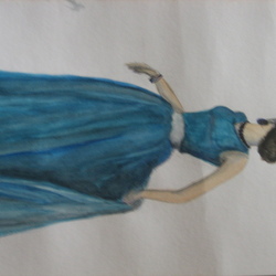 девушка в синем