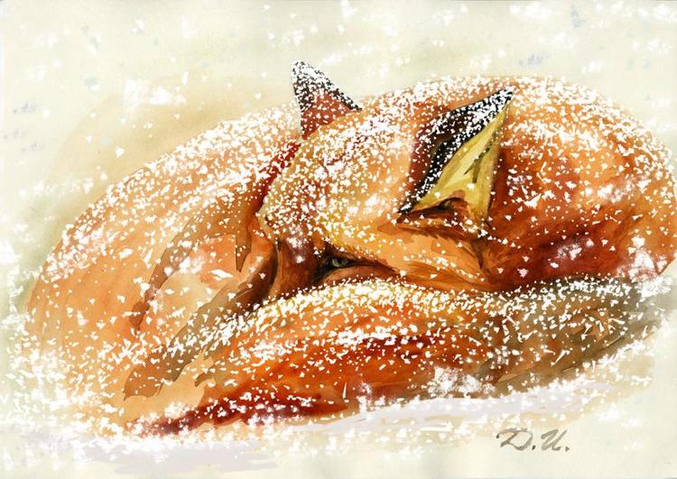 По алмазной скатерти снегов пробегают легкие ласки. Дмитриев лиса. Картина масляными красками для профессионалов милая Лисëнок снег.