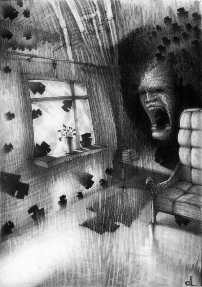 Иллюстрация Паранойя.......... в стиле сюр | Illustrators.ru