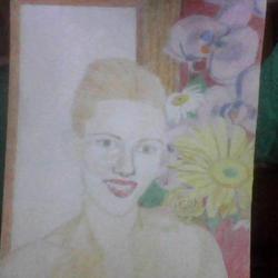 Девушка с цветами у окна. 