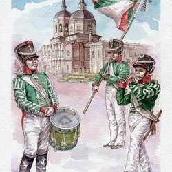 На фоне Богоявленского собора ( серия открыток об Отечественной войне 1812 года )