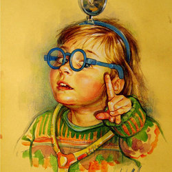 «Строгий доктор» (портрет дочери). 2005.бумага,акварель, карандаш. 30х20 см