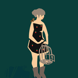 girl with cage