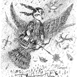 Вогулка-птица. Иллюстрация в краеведческий журнал.