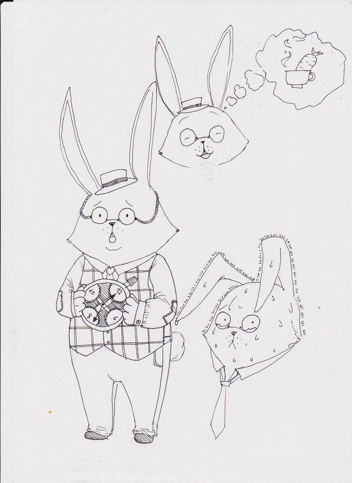Иллюстрация Белый Кролик - эмоции. в стиле персонажи