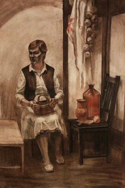 Иллюстрация Натурщица в стиле академический рисунок, графика,