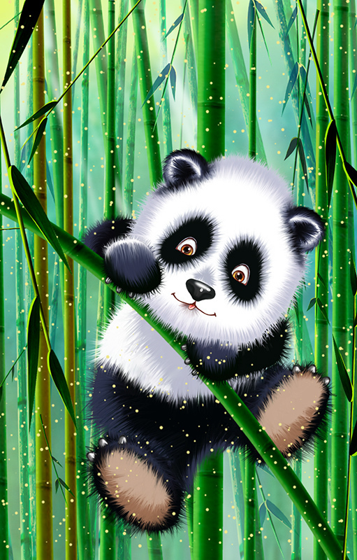 Рисунок панды с бамбуком