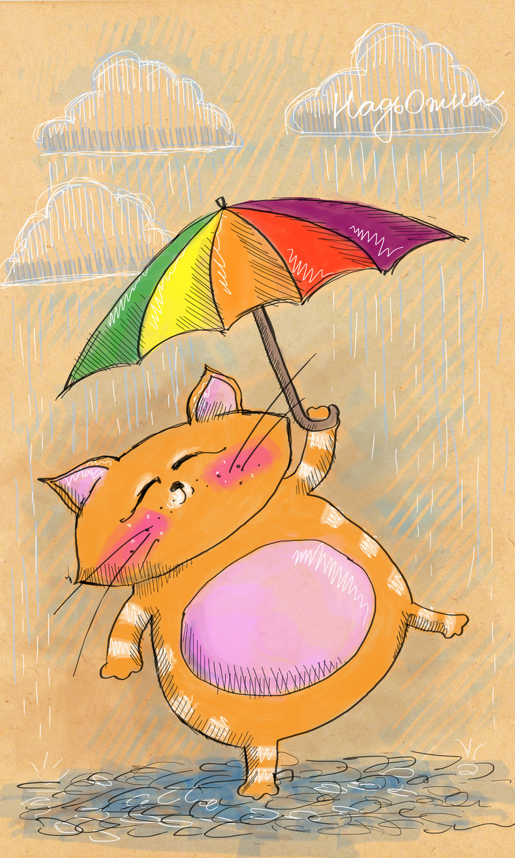 Кот под зонтом