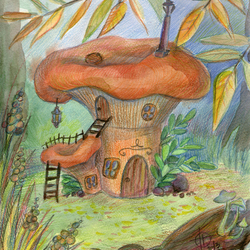 Дом гриб нарисовать